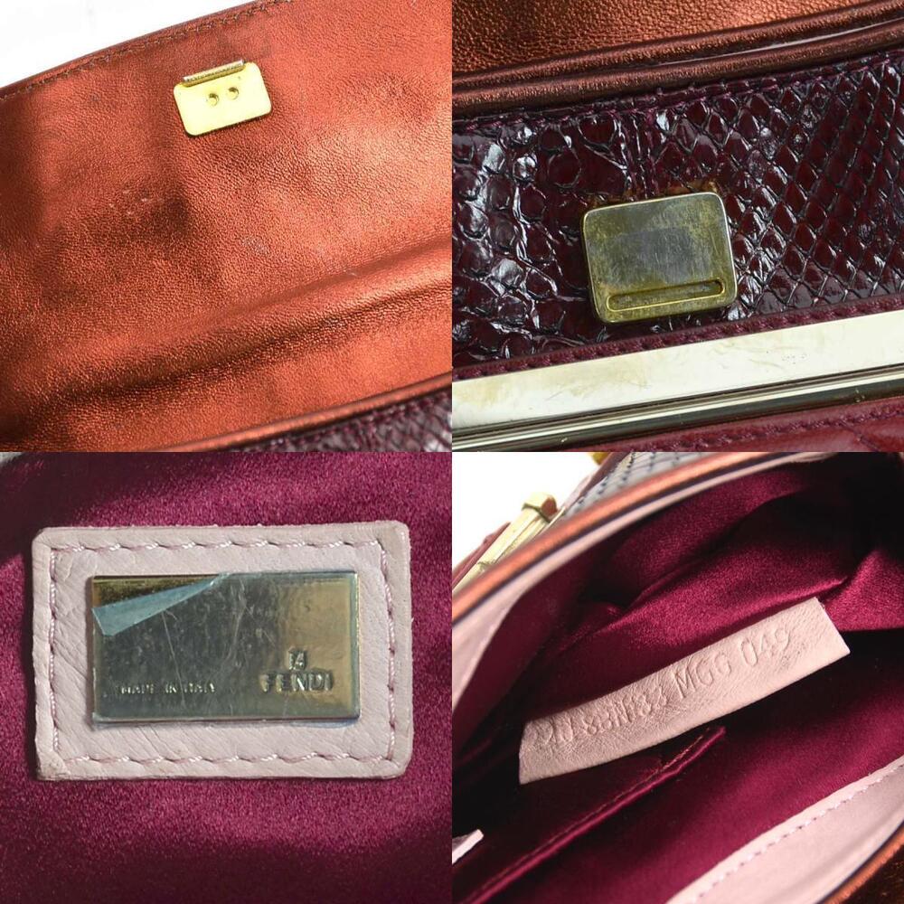 Fendi Shoulder Bag Python Leather Pink Bordeaux - image 5